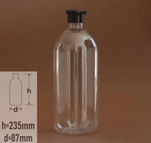 sticle PET 1 litru capac flip-top negru